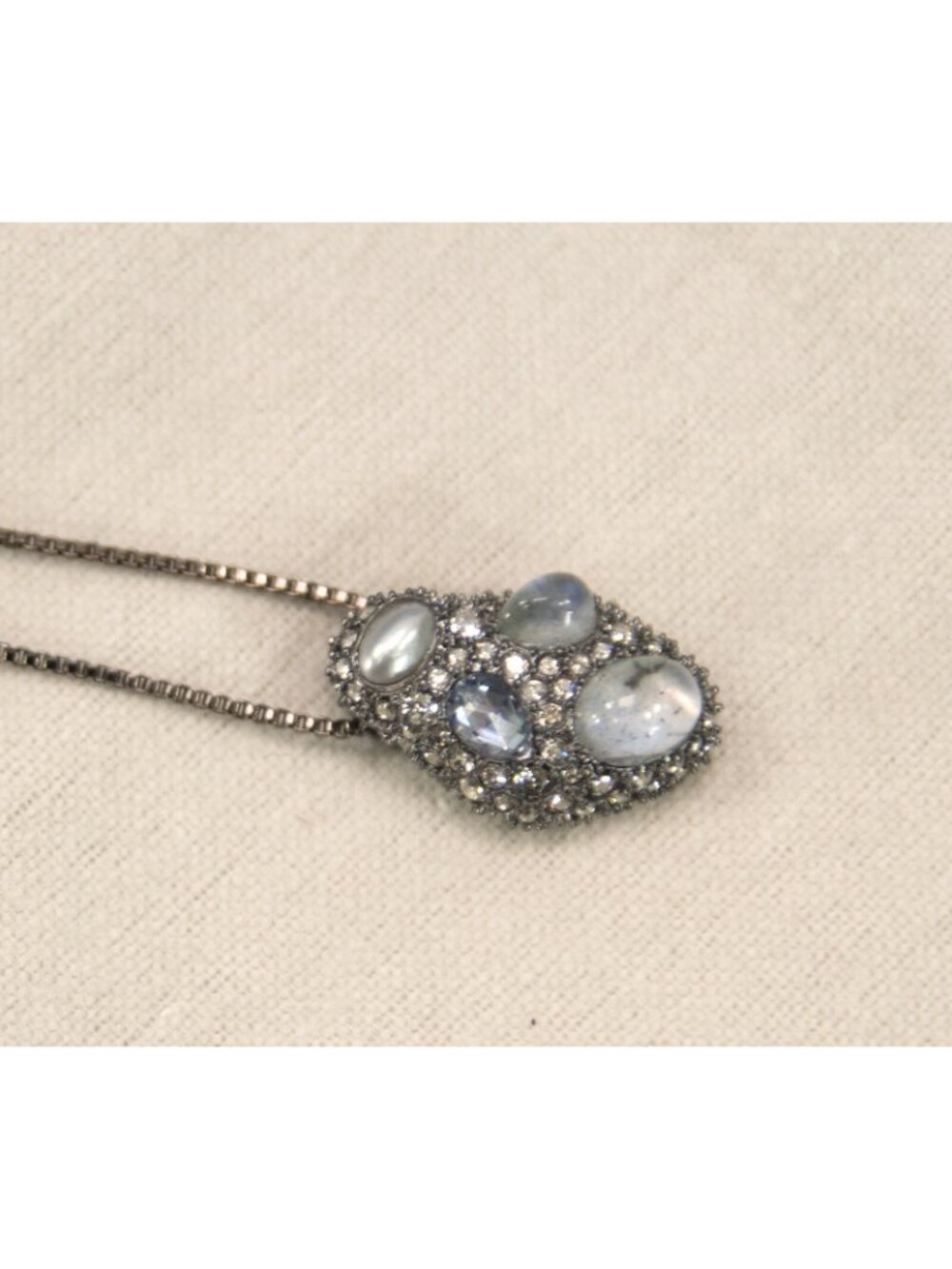 Alexis Bittar Gunmetal Labradorite Crystal Cluster Pendant Necklace NWT